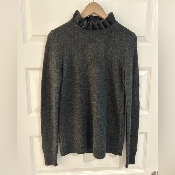 J. Crew Sweaters - J Crew Alpaca Blend Ruffle Neck Sweater Gray Size S
